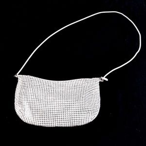 Vintage 80s Carla Marchi white chainmail mesh shoulder bag with coil strap